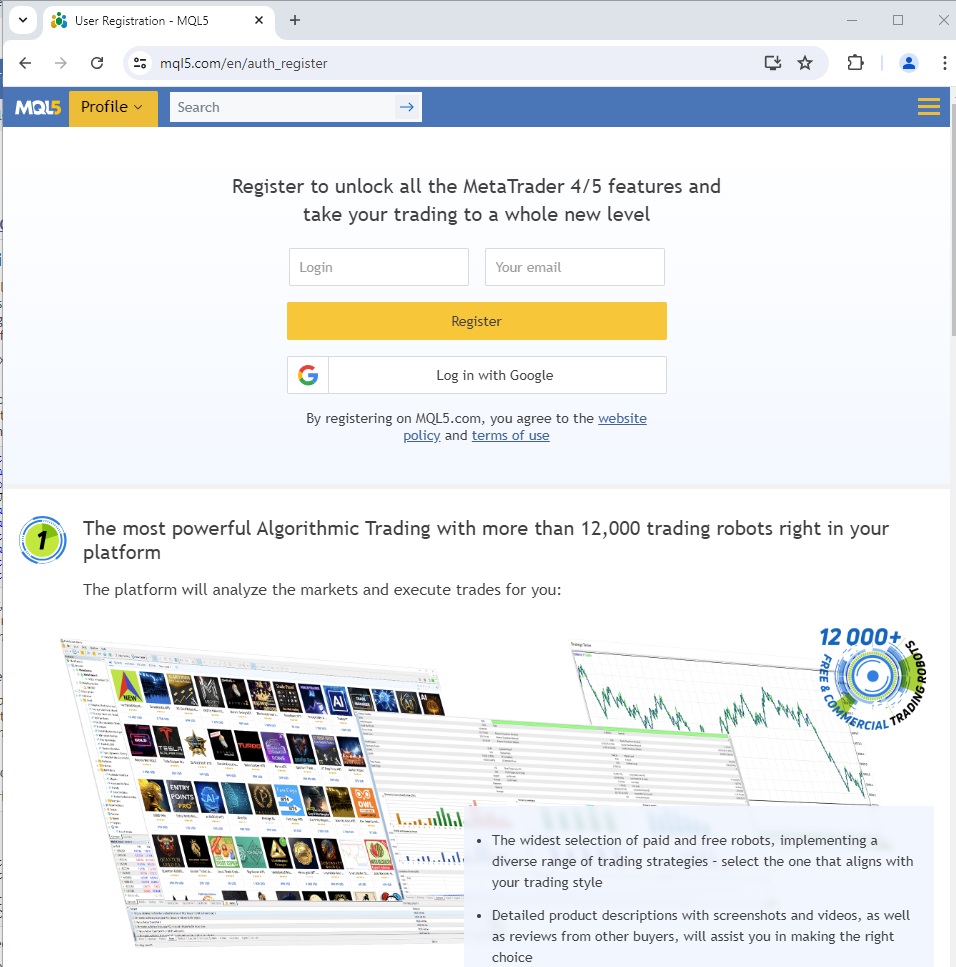 Link để tạo tài khoản https://www.mql5.com/en/auth_register Tạo tài khoản MQL5 - Link để tạo tài khoản https://www.mql5.com/en/auth_register